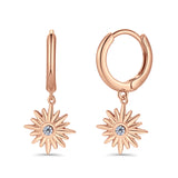 Starburst LeverBack Earrings Hoop Huggie Design Simulated Cubic Zirconia 925 Sterling Silver (40mm)