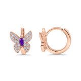 Butterfly Marquise Lever Back Earrings Hoop Huggie Design Simulated CZ 925 Sterling Silver (12mm)