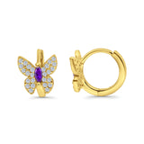 Butterfly Marquise Lever Back Earrings Hoop Huggie Design Simulated CZ 925 Sterling Silver (12mm)