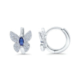 Butterfly Marquise Lever Back Earrings Hoop Huggie Design Simulated CZ 925 Sterling Silver (12mm)