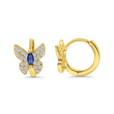 Butterfly Marquise Lever Back Earrings Hoop Huggie Design Simulated CZ 925 Sterling Silver (12mm)