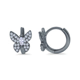 Butterfly Marquise Lever Back Earrings Hoop Huggie Design Simulated CZ 925 Sterling Silver (12mm)