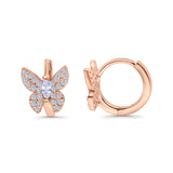 Butterfly Marquise Lever Back Earrings Hoop Huggie Design Simulated CZ 925 Sterling Silver (12mm)