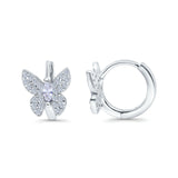 Butterfly Marquise Lever Back Earrings Hoop Huggie Design Simulated CZ 925 Sterling Silver (12mm)