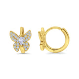 Butterfly Marquise Lever Back Earrings Hoop Huggie Design Simulated CZ 925 Sterling Silver (12mm)