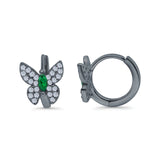 Butterfly Marquise Lever Back Earrings Hoop Huggie Design Simulated CZ 925 Sterling Silver (12mm)