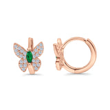 Butterfly Marquise Lever Back Earrings Hoop Huggie Design Simulated CZ 925 Sterling Silver (12mm)