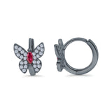 Butterfly Marquise Lever Back Earrings Hoop Huggie Design Simulated CZ 925 Sterling Silver (12mm)