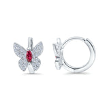 Butterfly Marquise Lever Back Earrings Hoop Huggie Design Simulated CZ 925 Sterling Silver (12mm)