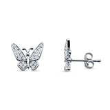 Minimalist Butterfly Stud Earrings Cubic Zirconia 925 Sterling Silver