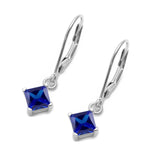 Princess Cut Dangle Drop Leverback Earrings Cubic Zirconia 925 Sterling Silver