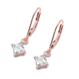 Princess Cut Dangle Drop Leverback Earrings Cubic Zirconia 925 Sterling Silver