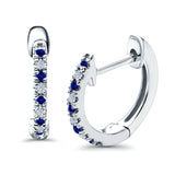 Half Eternity Hoop Earrings Round Simulated CZ 925 Sterling Silver (14mm)