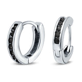 Eternity Huggie Hoop Earrings Channel Round Simulated CZ 925 Sterling Silver (16mm)