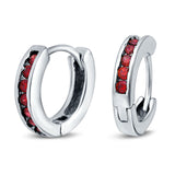 Eternity Huggie Hoop Earrings Channel Round Simulated CZ 925 Sterling Silver (16mm)