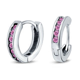 Eternity Huggie Hoop Earrings Channel Round Simulated CZ 925 Sterling Silver (16mm)