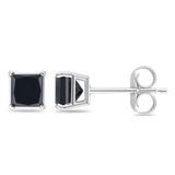 Solitaire Princess Cut Stud Earrings 925 Sterling Silver Size 3mm-9mm