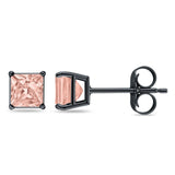 Solitaire Princess Cut Stud Earrings 925 Sterling Silver 3mm-9mm