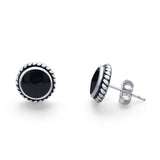 Twisted Rope Design Stud Post Earrings Round 925 Sterling Silver