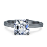 Asscher Cut Vintage Style Solitaire Ring 925 Sterling Silver