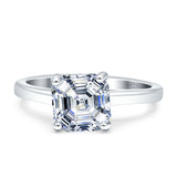 Asscher Cut Vintage Style Solitaire Ring 925 Sterling Silver
