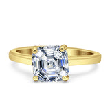 Asscher Cut Vintage Style Solitaire Ring 925 Sterling Silver