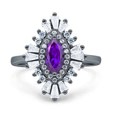 Art Deco Marquise Engagement Ring Cubic Zirconia 925 Sterling Silver