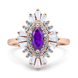 Art Deco Marquise Engagement Ring Cubic Zirconia 925 Sterling Silver