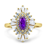 Art Deco Marquise Engagement Ring Cubic Zirconia 925 Sterling Silver