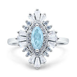 Art Deco Marquise Engagement Ring Cubic Zirconia 925 Sterling Silver
