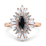 Art Deco Marquise Engagement Ring Cubic Zirconia 925 Sterling Silver