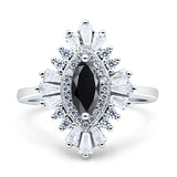 Art Deco Marquise Engagement Ring Cubic Zirconia 925 Sterling Silver