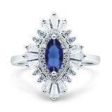 Art Deco Marquise Engagement Ring Cubic Zirconia 925 Sterling Silver