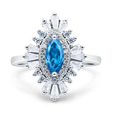 Art Deco Marquise Engagement Ring Cubic Zirconia 925 Sterling Silver