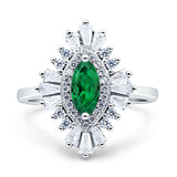 Art Deco Marquise Engagement Ring Cubic Zirconia 925 Sterling Silver