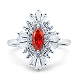Art Deco Marquise Engagement Ring Cubic Zirconia 925 Sterling Silver