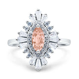 Art Deco Marquise Engagement Ring Cubic Zirconia 925 Sterling Silver