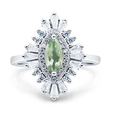 Art Deco Halo Marquise Natural Green Amethyst Prasiolite Engagement Ring