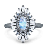 Art Deco Halo Marquise Natural Moonstone Engagement Ring