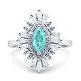 Art Deco Marquise Engagement Ring Cubic Zirconia 925 Sterling Silver