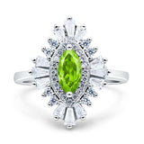 Art Deco Marquise Engagement Ring Cubic Zirconia 925 Sterling Silver