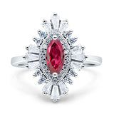 Art Deco Marquise Engagement Ring Cubic Zirconia 925 Sterling Silver
