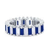 Emerald Cut Wedding Band Ring 6mm Cubic Zirconia 925 Sterling Silver