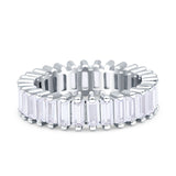 Emerald Cut Wedding Band Ring 6mm Cubic Zirconia 925 Sterling Silver