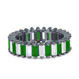 Emerald Cut Wedding Band Ring 6mm Cubic Zirconia 925 Sterling Silver