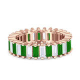 Emerald Cut Wedding Band Ring 6mm Cubic Zirconia 925 Sterling Silver