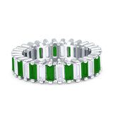 Emerald Cut Wedding Band Ring 6mm Cubic Zirconia 925 Sterling Silver
