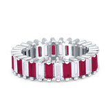Emerald Cut Wedding Band Ring 6mm Cubic Zirconia 925 Sterling Silver