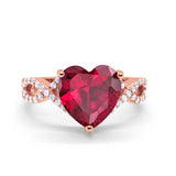 Large Infinity Heart Art Deco Promise Twisted Shank Wedding Engagement Ring Simulated Cubic Zirconia 925 Sterling Silver