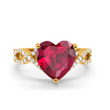 Large Infinity Heart Art Deco Promise Twisted Shank Wedding Engagement Ring Simulated Cubic Zirconia 925 Sterling Silver